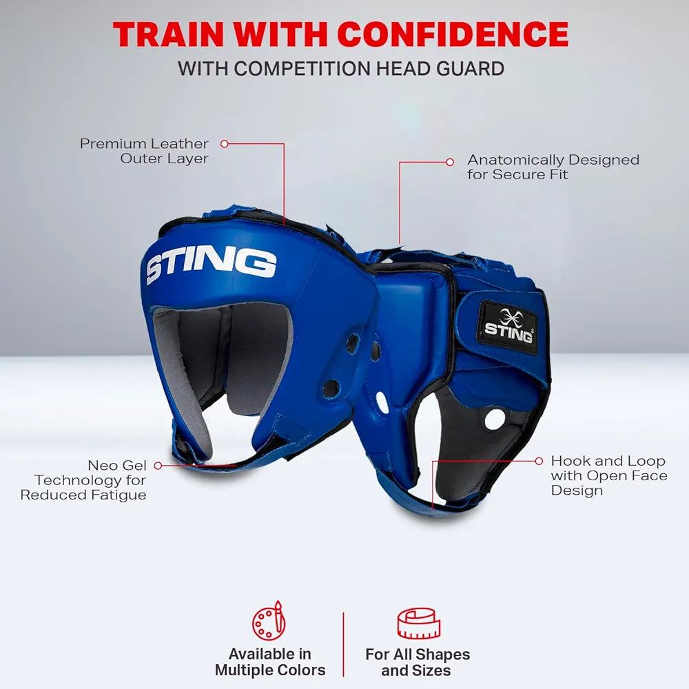 STING Competition Head Guard, IBA-Approved and USA Boxing-Approved Headgear, Premium Boxing Equipment for Professional Competition and Boxing Training