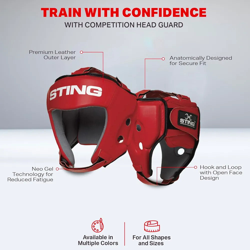 STING Competition Head Guard, IBA-Approved and USA Boxing-Approved Headgear, Premium Boxing Equipment for Professional Competition and Boxing Training