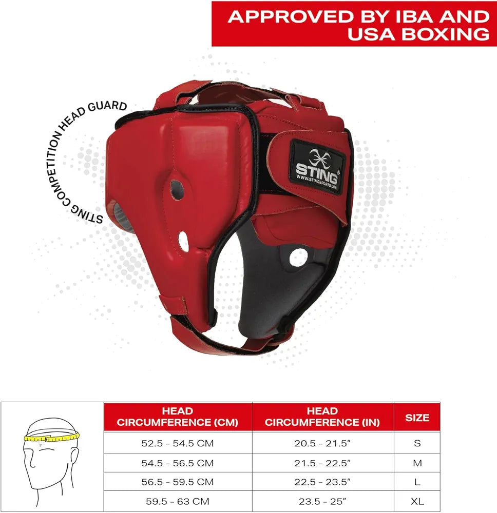 STING Competition Head Guard, IBA-Approved and USA Boxing-Approved Headgear, Premium Boxing Equipment for Professional Competition and Boxing Training