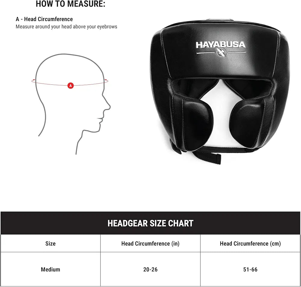 Hayabusa Pro Leather Boxing Headgear Adjustable - Black, One Size