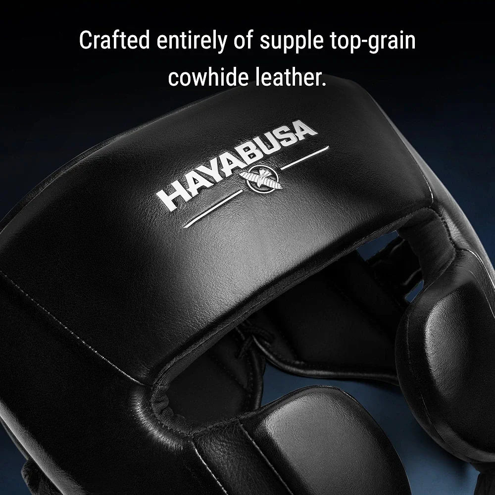 Hayabusa Pro Leather Boxing Headgear Adjustable - Black, One Size